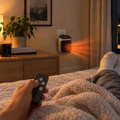 Warming the bedroom with HearthPlug using the remote